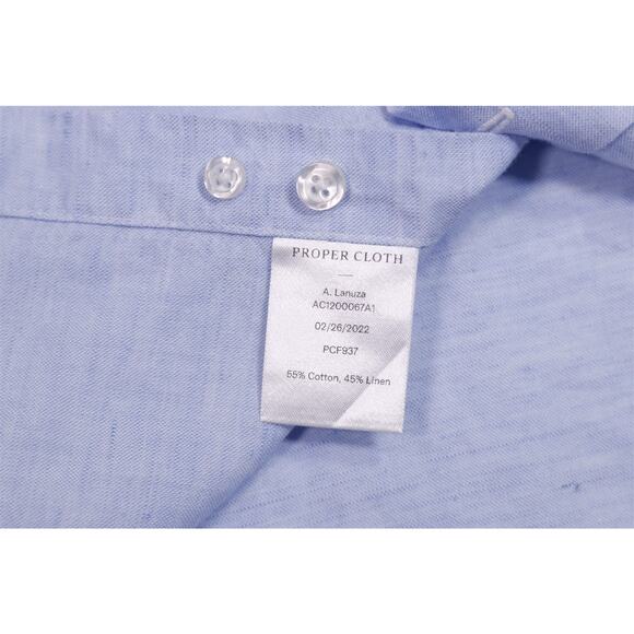 Proper Cloth Lot of 2 Custom Made Cotton Linen Button-Up Shirts Slim Medium - Picture 12 of 12